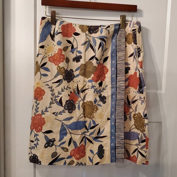 Liz Claiborne Collection Faux Wrap Linen Skirt Size 12 - Picture 1 of 9